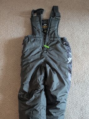 Pacific Trail Boys Black Snow Overalls with Camo Side Panels